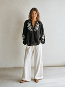 Women's Retro Casual Embroidered Cotton Linen Long-Sleeve Shirt ZMZ2774G0ZJY