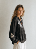 Women's Retro Casual Embroidered Cotton Linen Long-Sleeve Shirt ZMZ2774G0ZJY