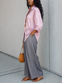 Women's Classic Acetate Satin Long-Sleeve Shirt And Straight-Leg Trouser Two-Piece Set ZMZ2781G4SWL