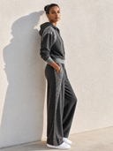 Women's Casual High-Elastic Dark Gray Leopard Print Patchwork Long-Sleeve Sweatshirt And Pants Two-Piece Set ZMZ2705G4SWL