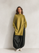 Women's Retro Casual High Neck Long Sleeve Top And Pants Two-Piece Set ZMZ2848G5ZJY