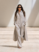 Women Premium Linen 2 Piece Set Button Down Shirt High Waist Wide Leg Pants Pocketed Casual Vacation Matching Outfit ZMZ2847G5YZH
