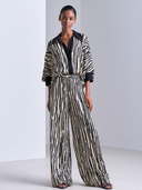 Women's French-style Elegant Printed Cotton-linen Long-sleeve Shirt And Wide-leg Trousers Set ZMZ2715G8ZYY