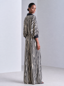 Women's French-style Elegant Printed Cotton-linen Long-sleeve Shirt And Wide-leg Trousers Set ZMZ2715G8ZYY