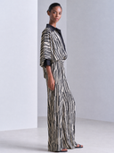 Women's French-style Elegant Printed Cotton-linen Long-sleeve Shirt And Wide-leg Trousers Set ZMZ2715G8ZYY