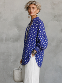Women's Premium Vintage Mandarin Collar And Lantern Sleeves Cotton-Linen Printed Loose Shirt ZMZ2793G9ZYY