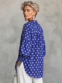 Women's Premium Vintage Mandarin Collar And Lantern Sleeves Cotton-Linen Printed Loose Shirt ZMZ2793G9ZYY