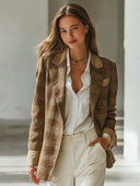 Women's Retro Casual Plaid Blazer ZMZ2861G1ZJY
