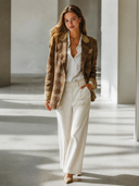 Women's Retro Casual Plaid Blazer ZMZ2861G1ZJY