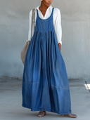 Women's Classic Blue Denim Loose-Fit Pinafore Dress ZMZ2851G2SWL