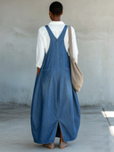 Women's Classic Blue Denim Loose-Fit Pinafore Dress ZMZ2851G2SWL