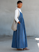 Women's Classic Blue Denim Loose-Fit Pinafore Dress ZMZ2851G2SWL