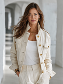Women's Retro Casual Cotton Pocket Button Short Jacket ZMZ2948G4ZJY