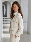Women's Retro Casual Cotton Pocket Button Short Jacket ZMZ2948G4ZJY