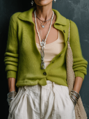 Women's Classic Casual Lapel And Button Placket Knit Cardigan ZMZ2971G1ZYY