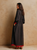 Women's Retro Casual Cotton Color Block Lapel Long Sleeve Maxi Dress ZMZ2983G2ZJY