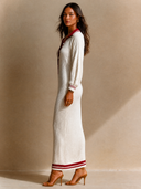 Women's Retro Casual Knitted Button-Up Long-Sleeve Maxi Dress ZMZ3051G9ZJY