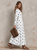 Women's Polka-Dot Pleated Long-Sleeve Maxi Dress ZMZ2773G9XT ZMZ2773G9XT