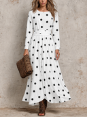 Women's Polka-Dot Pleated Long-Sleeve Maxi Dress ZMZ2773G9XT ZMZ2773G9XT