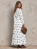 Women's Polka-Dot Pleated Long-Sleeve Maxi Dress ZMZ2773G9XT ZMZ2773G9XT