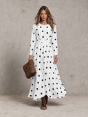 Women's Polka-Dot Pleated Long-Sleeve Maxi Dress ZMZ2773G9XT ZMZ2773G9XT