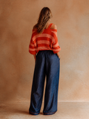 Women's Retro Casual Knitted Long-Sleeved Top And Linen Pants Two-Piece Set ZMZ3042G4ZJY