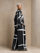 Women's Abstract Grid Print Long Sleeve Blouse And Wide Leg Pants Two Piece Set ZMZ2757G0XT