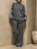 Women's Loose Half-Zip Sweatshirt And Wide-Leg Pants Set ZMZ2796G3XT