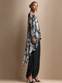 Women's Tie-Dye Print Sheer Asymmetrical Top And Wide-Leg Pants Set ZMZ2712G9XT