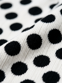 Women Black White Polka Dot Knit Midi Dress Asymmetric Off Shoulder Long Sleeve Bodycon Elegant Dress ZMZ2908G8YZH