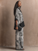 Women's Retro Casual Forest Print Three-Quarter Sleeve Top And Pants Set ZMZ3067G6ZJY