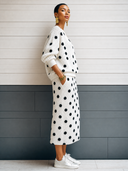 Women's Classic Polka-Dot Mesh Knit Long-Sleeve Top And Skirt Two-Piece Set ZMZ1735G4SWL