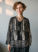 Women's American Retro Casual Cotton-Linen Printed V-Neck Long-Sleeve Loose Shirt ZMZ3008G9ZYY