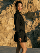 Women Ruffle High Neck Mini Dress Long Puff Sleeve Bubble Hem Casual Party Dress ZMZ3098G1YZH