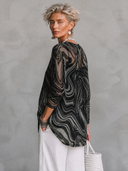 Women's Retro American-Style Casual Velour Jacquard Long-Sleeve Crew-Neck T-Shirt (Includes Matching Camisole) ZMZ2934G6ZYY