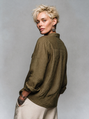 Women's Vintage-Style Casual Cotton-Linen Stand Collar And Multiple Pockets Long-Sleeve Shirt ZMZ2939G3ZYY