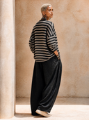 Women's Classic Cotton Black And White Striped Long-Sleeve Top ZMZ3116G8SWL
