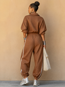 Women's Vintage Cotton Long-Sleeve Elastic-Waist Jumpsuit ZMZ3133G9SWL