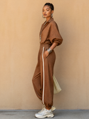 Women's Vintage Cotton Long-Sleeve Elastic-Waist Jumpsuit ZMZ3133G9SWL