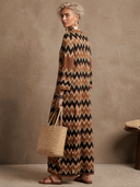 Women's Classic American Retro V-Neck Bell-Sleeve Knitted Maxi Dress ZMZ2957G0ZYY