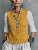 Women's Classic Vintage Casual Asymmetric Placket Crew-Neck Knit Vest ZMZ3068G4ZYY
