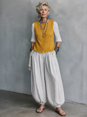 Women's Classic Vintage Casual Asymmetric Placket Crew-Neck Knit Vest ZMZ3068G4ZYY