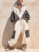 Women's Stylish Color-Block Cotton Hoodie With Zip Collar And Sweatpants Two-Piece Set ZMZ3117G8SWL