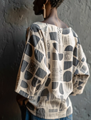 Women's Vintage Casual Printed Loose-Fit Crew-Neck Shirt ZMZ0348H7ZJY