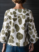 Women's Retro Casual Color Block Leaf Print Crew Neck Long Sleeve Shirt ZMZ0320H3ZJY