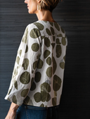 Women's Retro Casual Color Block Leaf Print Crew Neck Long Sleeve Shirt ZMZ0320H3ZJY