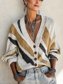 Women's Fashionable Color-Block Long-Sleeve Knit Cardigan ZMZ0350H2SWL