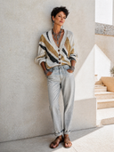 Women's Fashionable Color-Block Long-Sleeve Knit Cardigan ZMZ0350H2SWL