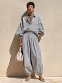 Women's Classic Cotton Vertical-Stripe Long-Sleeve Top And Pants Two-Piece Set ZMZ0440H1SWL