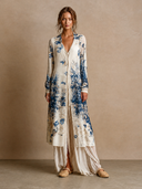 Women's Casual Printed Long-Sleeve Button-Front Long Cardigan ZMZ3031G6XT